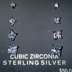 4 sterling silver and cubic zirconia earrings